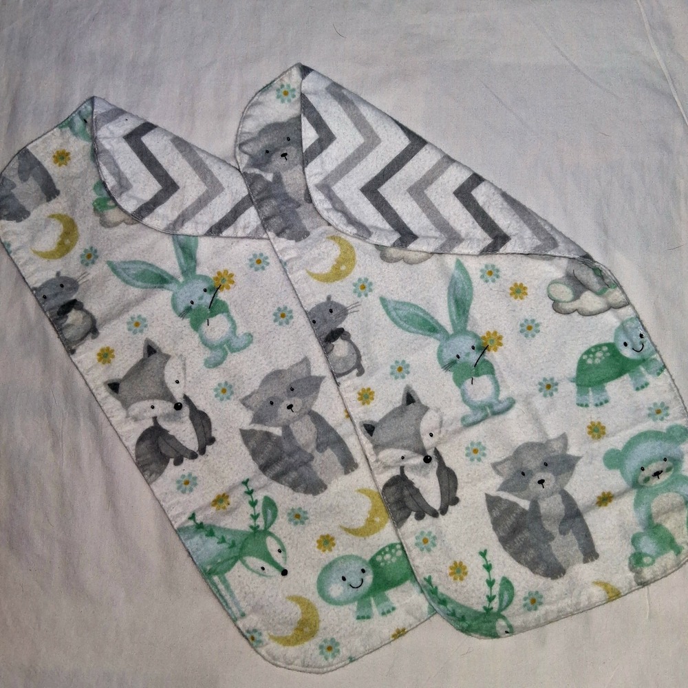 Woodland Animals Burp Cloths Set Rabbit Fox Raccoon Baby Shower Gift‎
